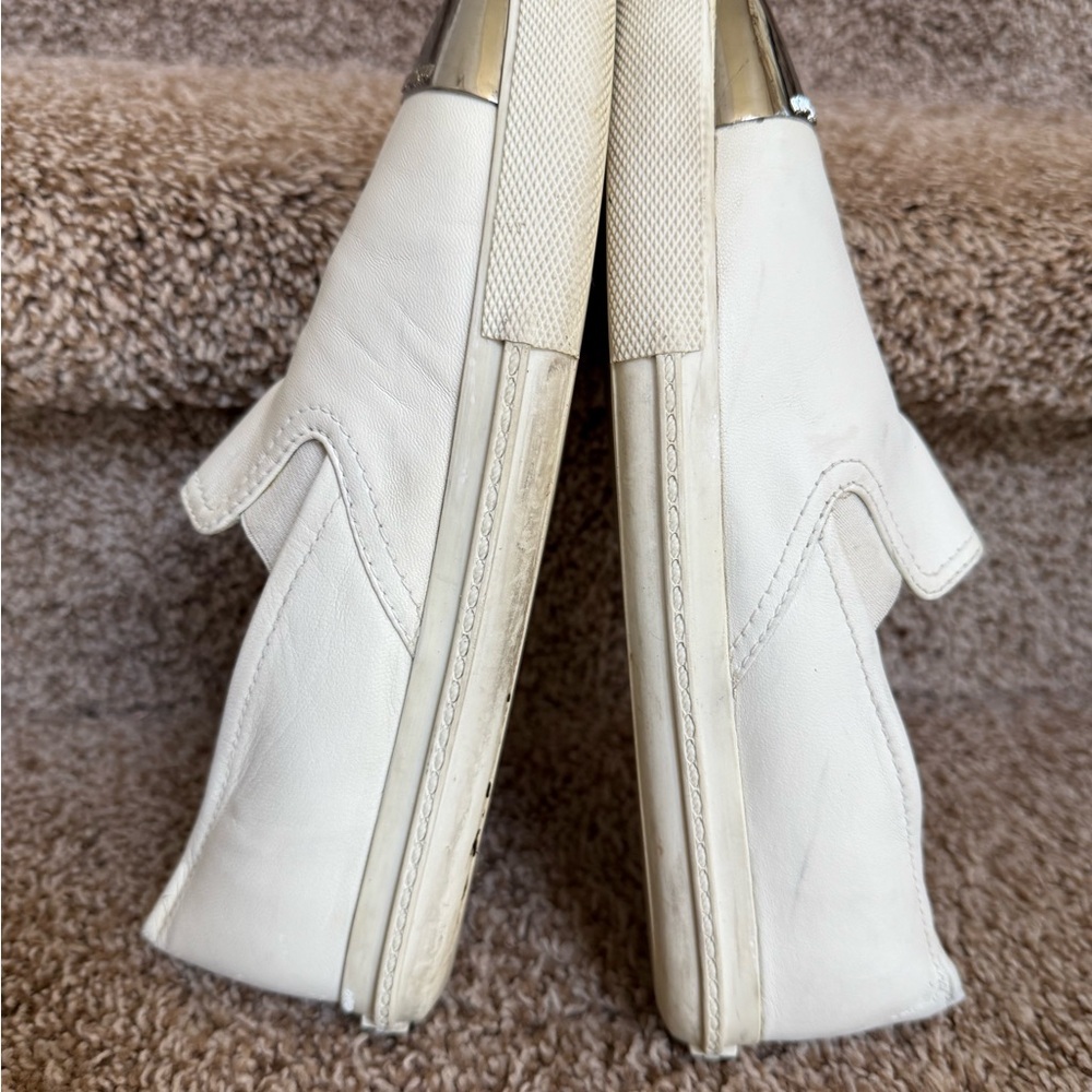 Miu Miu Cream Slip-On Flats with Silver Tips - Picture 11 of 16